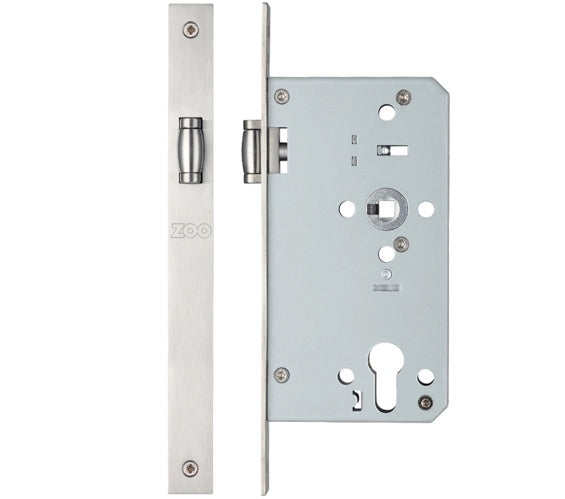 ZOO HARDWARE VIER 72MM C/C DIN ROLLER LATCH (SQUARE OR RADIUS PROFILE) - SATIN STAINLESS STEEL