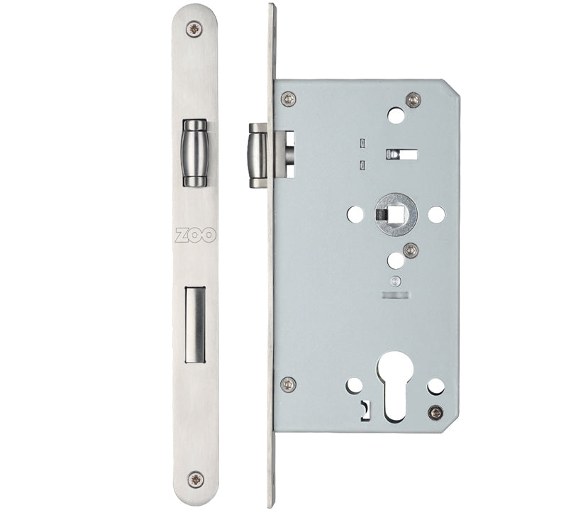 ZOO HARDWARE VIER 72MM C/C DIN ROLLER SASH LOCK (SQUARE OR RADIUS PROFILE) - SATIN STAINLESS STEEL