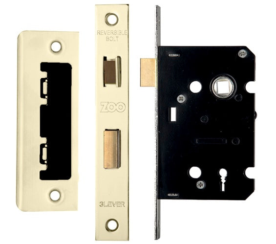 ZOO HARDWARE 3 LEVER CONTRACT SASH LOCK (64MM OR 76MM) - PVD STAINLESS BRASS