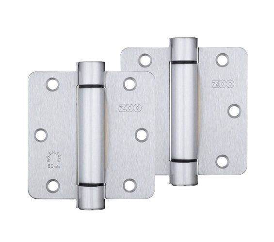 ZOO HARDWARE 3.5" SPRING HINGE PLUS SLAVE PACK, SATIN STAINLESS STEEL - ZSHPSC (SOLD IN PAIRS)