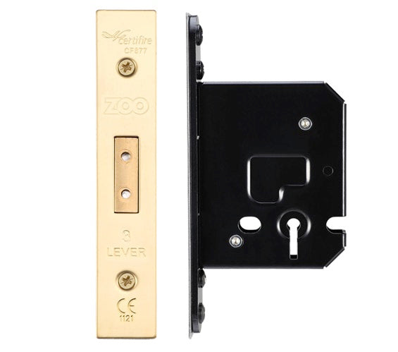 ZOO HARDWARE 3 LEVER DEAD LOCK (67.5MM OR 79.5MM) - PVD STAINLESS BRASS