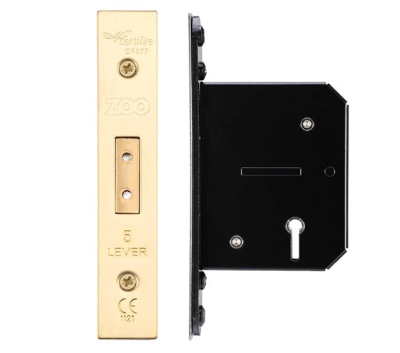 ZOO HARDWARE 5 LEVER DEAD LOCK (67.5MM OR 79.5MM) - PVD STAINLESS BRASS