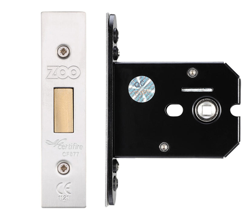 ZOO HARDWARE FLAT DEAD BOLT (67.5MM, 79.5MM OR 105.5MM) - SATIN STAINLESS STEEL