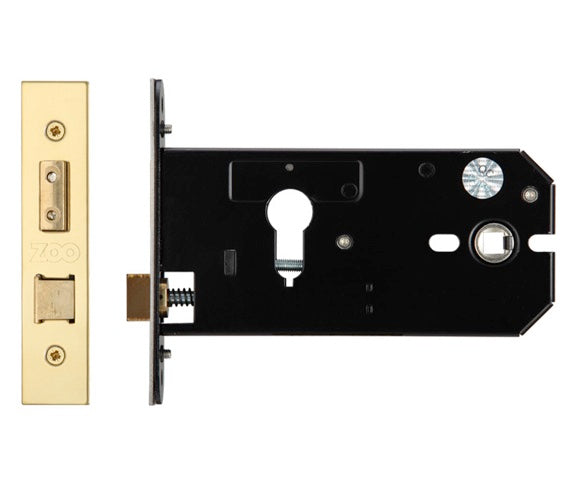ZOO HARDWARE EURO HORIZONTAL LOCK (152MM), PVD STAINLESS BRASS - ZUKH152EPPVD