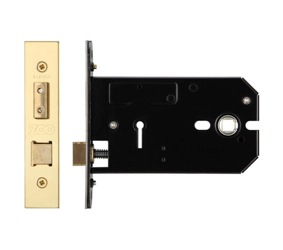 ZOO HARDWARE 3 LEVER HORIZONTAL LOCK (127MM OR 152MM) - PVD STAINLESS BRASS