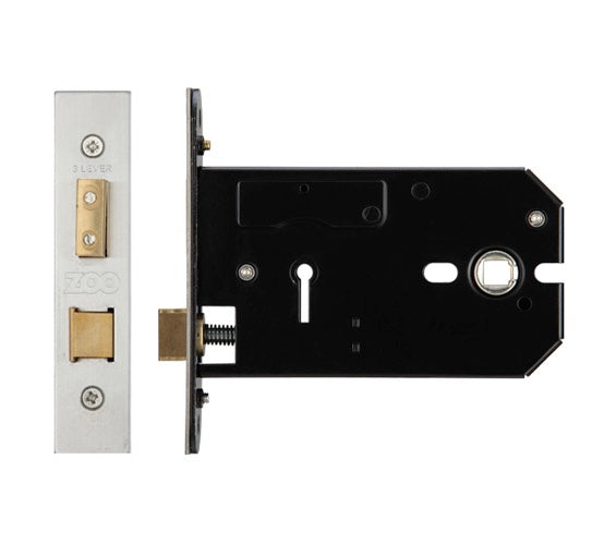 ZOO HARDWARE 3 LEVER HORIZONTAL LOCK (127MM OR 152MM) - SATIN STAINLESS STEEL