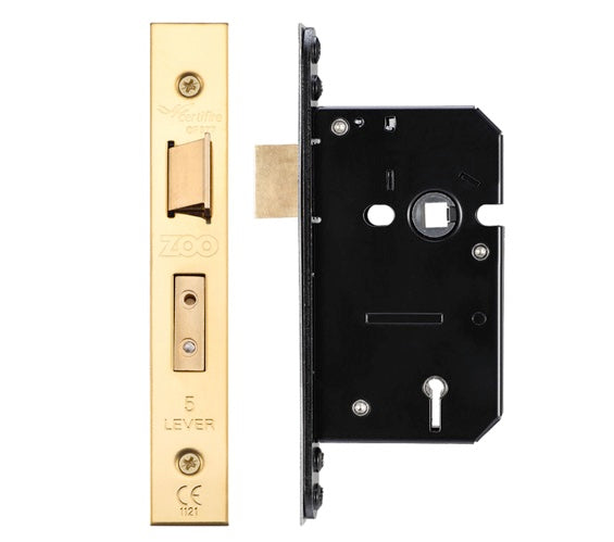 ZOO HARDWARE 5 LEVER SASH LOCK (67.5MM OR 79.5MM) - PVD STAINLESS BRASS