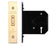 ZOO HARDWARE 3 LEVER UK REPLACEMENT DEAD LOCK (65.5MM OR 78MM) - PVD STAINLESS BRASS