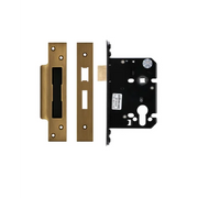 ARCHITECTURAL EURO PROFILE SASH LOCK 76MM WITH 57MM BACKSET REVERSIBLE LATCH – ANTIQUE BRASS