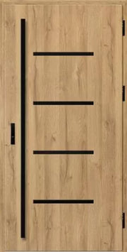 Front door with black geometric design