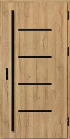 Front door with black geometric design