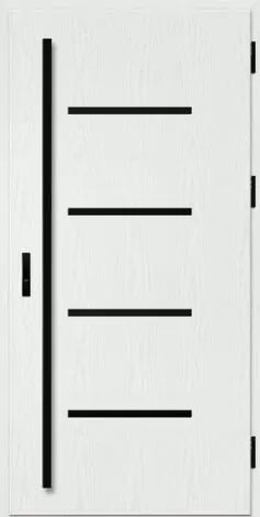White door with black horizontal lines