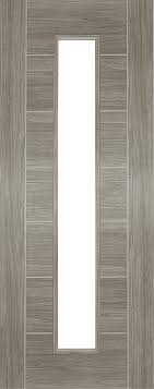 Grey laminate door with a vertical glass panel