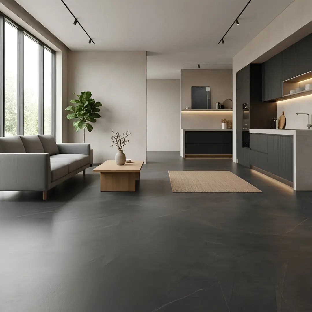 DN3318‑4 DARK STONE EFFECT 7MM PRE‑GROUTED TILE