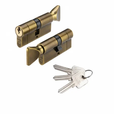 ZOO HARDWARE VIER V5 80MM EURO CYLINDER AND TURN – ANTIQUE BRASS