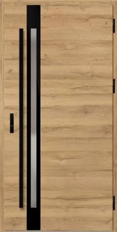 Front door with black and silver handles