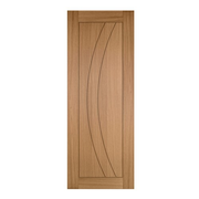 Wooden door with a curved design on a white background
