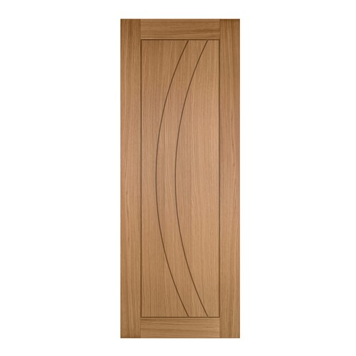 Wooden door with a curved design on a white background
