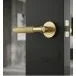 MARINO KNURLED LEVER DOOR HANDLE ON ROSE – LATCH PACK – MATT SATIN BRASS