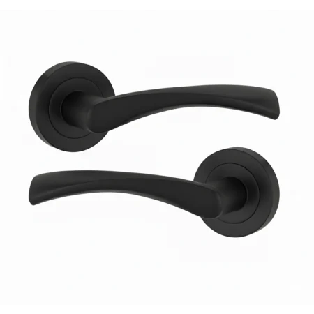 IRONZONE LVR010MB ELVAS STYLE LEVER ON ROSE – MATT BLACK