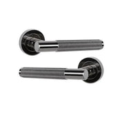 MARINO KNURLED LEVER DOOR HANDLE ON ROSE BLACK NICKEL