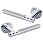 MARINO KNURLED LEVER DOOR HANDLE ON ROSE POLISHED CHROME