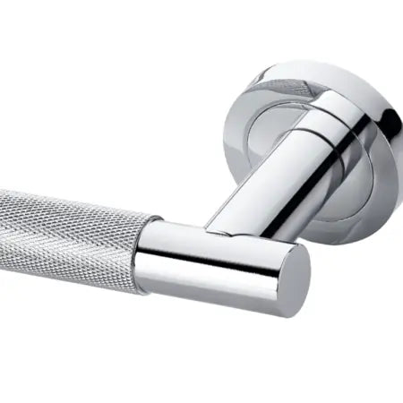 MARINO KNURLED LEVER DOOR HANDLE ON ROSE POLISHED CHROME