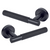 MARINO KNURLED LEVER DOOR HANDLE ON ROSE – MATT BLACK