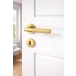 MARINO KNURLED LEVER DOOR HANDLE ON ROSE – LOCK PACK – MATT SATIN BRASS