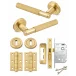 MARINO KNURLED LEVER DOOR HANDLE ON ROSE – LOCK PACK – MATT SATIN BRASS
