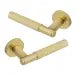 MARINO KNURLED LEVER DOOR HANDLE ON ROSE MATT SATIN BRASS