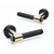 FLARE KNURLED LEVER DOOR HANDLE ON ROSE - SATIN BRASS / MATT BLACK