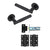 VELO LINEAR DOOR HANDLE ON ROSE – LATCH PACK – MATT BLACK