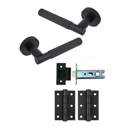 VELO LINEAR DOOR HANDLE ON ROSE – LATCH PACK – MATT BLACK