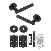 VELO LINEAR DOOR HANDLE ON ROSE – LOCK PACK – MATT BLACK