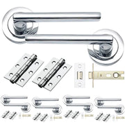AMORA STYLE LEVERS ON ROSE – LATCH PACK – POLISHED CHROME (5 SETS)