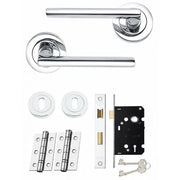 AMORA DOOR HANDLE ON ROSE – LOCK PACK – POLISHED CHROME