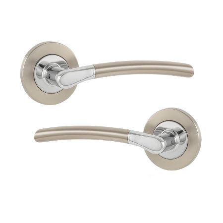 ANDALUSIA DOOR HANDLE ON ROSE – POLISHED CHROME / SATIN NICKEL