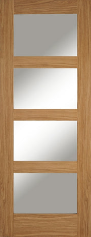 Wooden door with glass panels