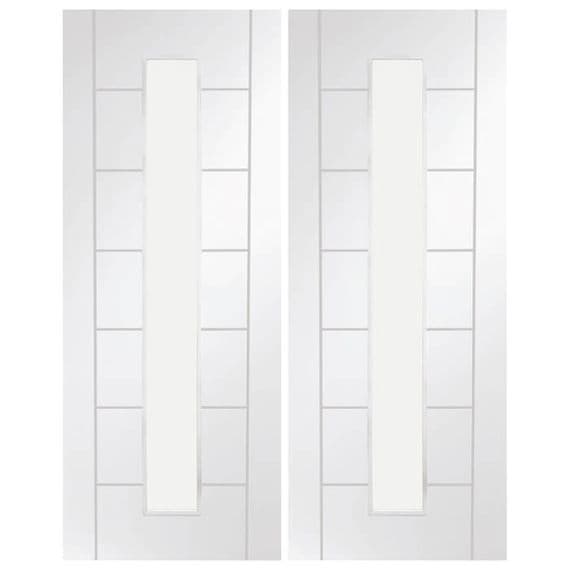 Palermo 1 Light Clear Glazed Primed Internal Door Pair