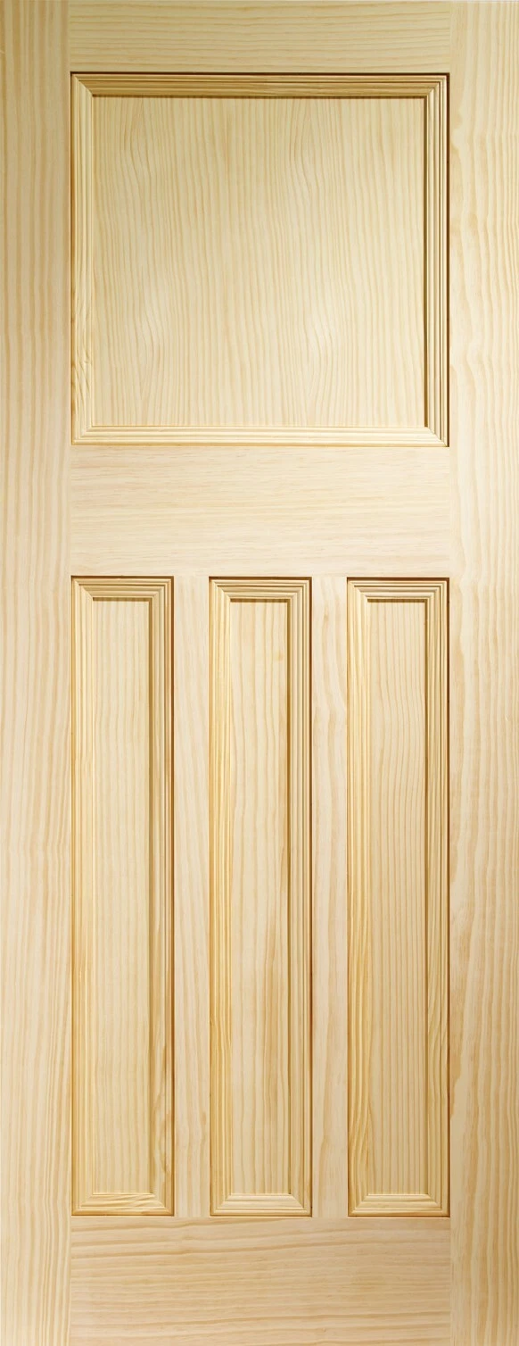 Wooden door with a simple panel design on a light wood background