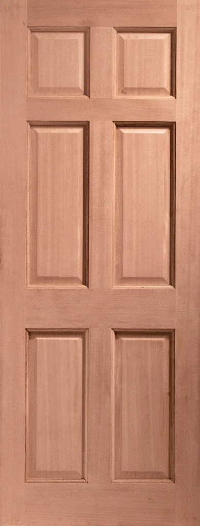 Wooden door with six panels