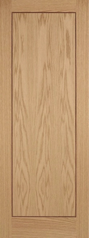 Wooden door with a vertical panel design