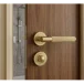 MARINO KNURLED DOOR HANDLE ON ROSE – BATHROOM PACK – MATT SATIN BRASS