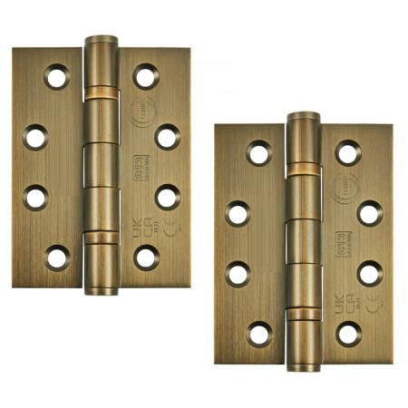 GRADE 13 BALL BEARING FIRE RATED HINGES 102MM X 76MM X 3MM – ANTIQUE BRASS