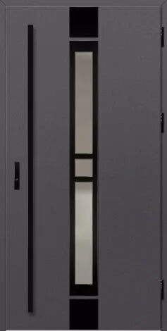 Modern gray door with geometric design