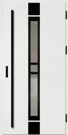 Modern door design with black and gray accents on a white background
