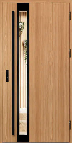 External door with a glass panel showing an outdoor view