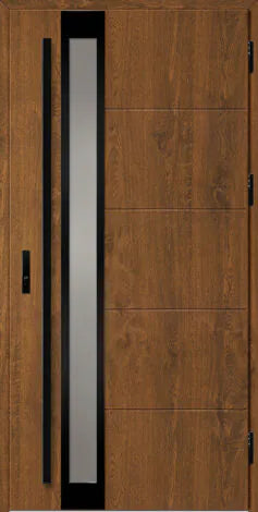 Front door with a vertical glass panel