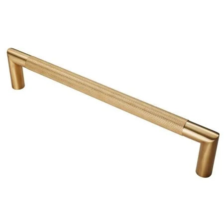 SWP1169/300SPVD MITRED KNURLED PULL HANDLE – 300MM SATIN BRASS